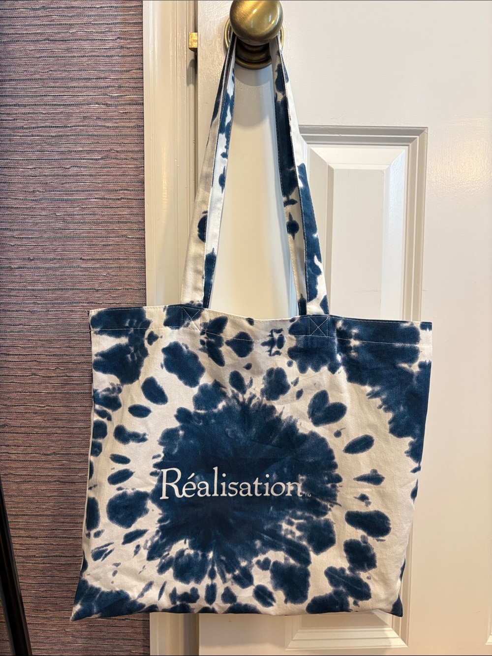Realisation Par Blue and White Tie-Dye Canvas Tote Bag